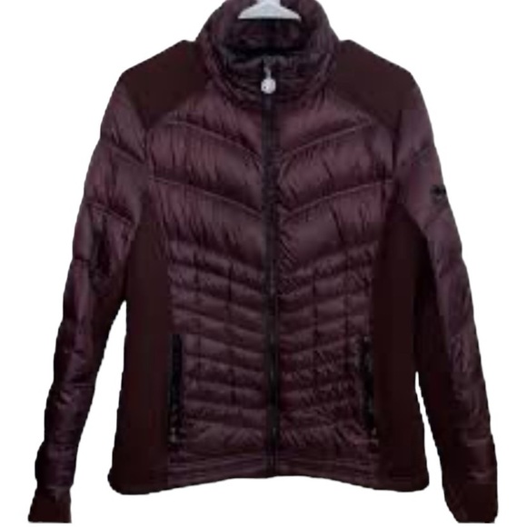 Anne Klein Puffer Jacket w/ Stretch Panels, removable faux fur hood, EUC, size L - Picture 3 of 10